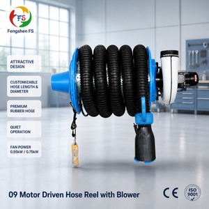 ม้วนเก็บสายพัดลมไฟฟ้าได้รับการรับรองมาตรฐาน CE มอเตอร์เสริมขนาด 0.55 0.75 กิโลวัตต์ ปริมาณลม 900-1350 ลูกบาศก์เมตร/ชั่วโมง ความยาวสายปรับได้ สำหรับโรงงานและอู่ซ่อม - Product Image 2