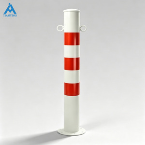 Poteau <span class=keywords><strong>de</strong></span> signalisation routière <span class=keywords><strong>de</strong></span> sécurité en acier au carbone haute résistance, protection IP55, galvanisé, avec bandes réfléchissantes blanches et rouges - Product Image 1