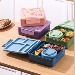 Bencircle B276 Plastic Kids <b>Lunch</b> <b>Box</b> with Handle and Soup Cup, UV Print, Food-Grade, Microwaveable and Dishwasher Safe - Product Image 3