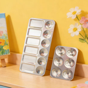 <span class=keywords><strong>Palette</strong></span> de <span class=keywords><strong>peinture</strong></span> en alliage d'aluminium Bview Art - Plateau de mélange rond carré portable pour aquarelle, <span class=keywords><strong>gouache</strong></span>, léger, résistant à la rouille - Product Image 5
