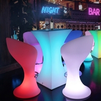 Chaise de bar LED, tabouret haut, changement de couleur RGB, télécommande, étanche, plastique PE, pour salon, KTV, hôtel, mobilier de bar LED