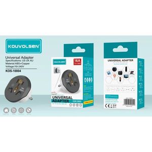 อะแดปเตอร์อเนกประสงค์ Kouvolsen 16A 110-240V ปลั๊กแปลงไฟสำหรับเดินทาง US UK AU - Product Image 1