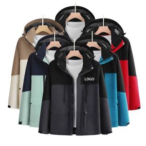 Outdoor Sports Polyester Custom Unisex Winter Softshell <b>Jacket</b> <b>Waterproof</b> Hooded Zipper Windproof Breathable Hiking Raincoat - Product Image 3