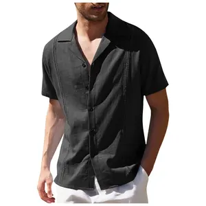 Chemise décontractée ample en lin à manches courtes pour homme - Product Image 2