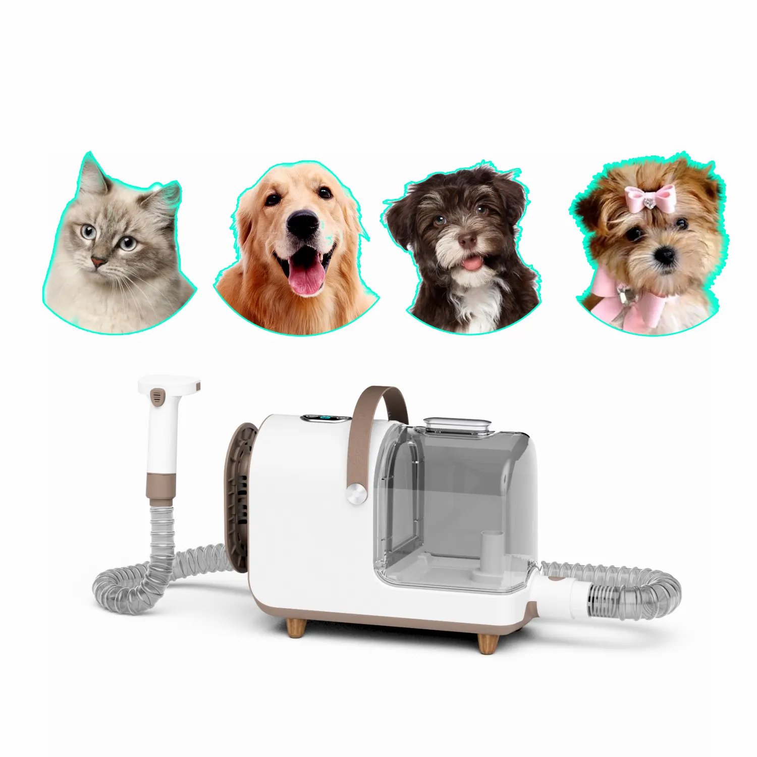 Automatic Pet Cat Dog Hair Cutter and Vacuum Cleaner with Grooming Kit Brushes Trimmers Blades for Pet Hair