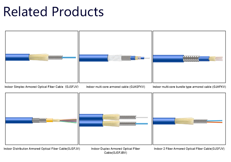 KEXINT GJASFKV Indoor Armoured Fiber Optic Cables 72 144 Core Indoor Multi-Core Armored Cable