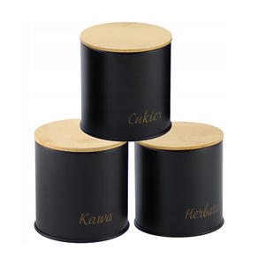 Metal siyah çay şeker kahve kutu kavanoz ev <span class=keywords><strong>Herbata</strong></span> Cukier Kawa mutfak için gıda saklama kabı Set ayarlayabilirsiniz - Product Image 1