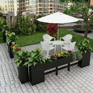 Jardinière en métal d'extérieur, grand pot <span class=keywords><strong>à</strong></span> fleurs, jardinière surélevée pour patio, balcon, cour, aménagement paysager, décoration - Product Image 4