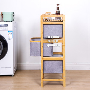Clothing Organizer 3 Tier Bamboo Frame Fabric Drawer <b>Storage</b> <b>Box</b> For Home Wardrobe Portable Dustproof Rectangular <b>Folding</b> Basket - Product Image 4