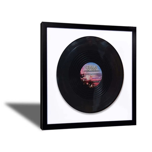 Hot Sale Customized Square 12-Inch Solid Wood Eco-Friendly Modern Black Vinyl Record CD Display Frame with Glass for Collection