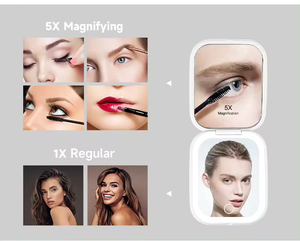 <b>Led</b> Lighting Adjustable 5x Magnification Mini Portable Cosmetic <b>Mirror</b> for Make up Personal - Product Image 2
