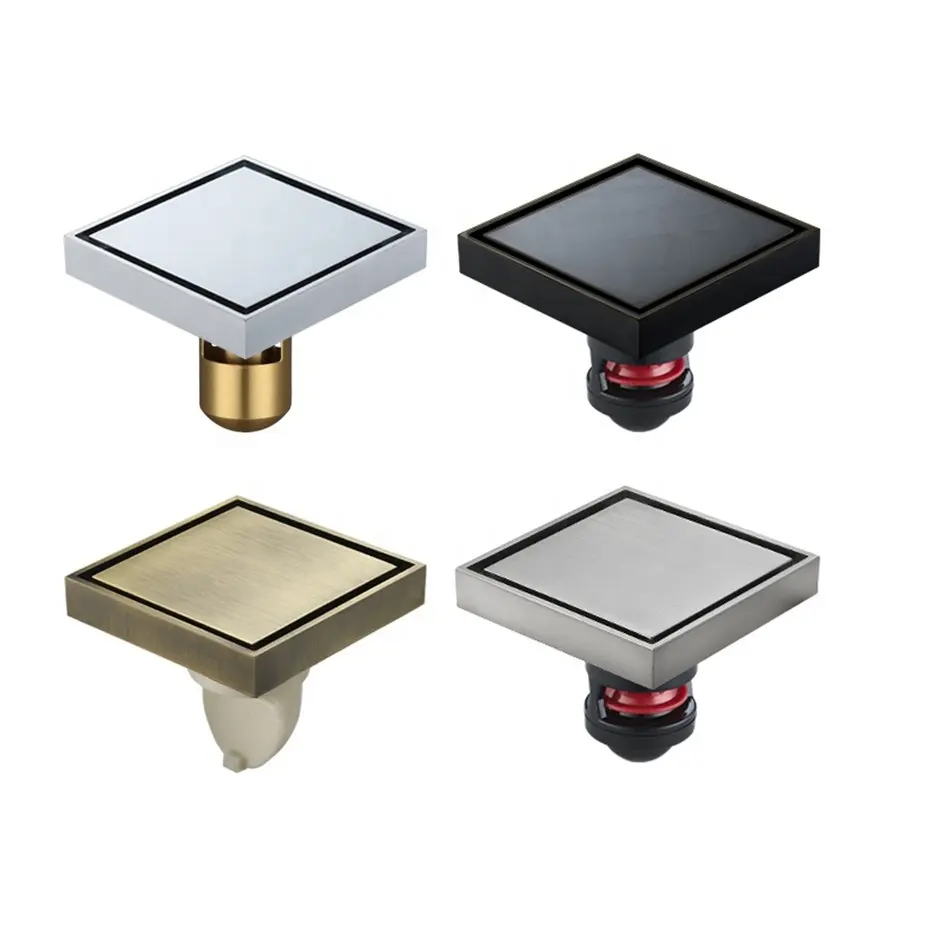 Brass Square floor drain 4 inch Bathroom Drainer Shower floor drain Can be customized with different colors