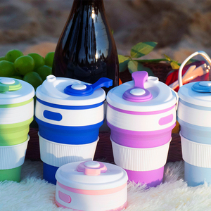 Taza de Viaje de Silicona Libre de BPA, Plegable, 350 ml, Tapa de Empuje y Tracción, Apta para Lavavajillas y Microondas, Taza de Café Unisex - Product Image 3