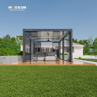 Mooxon Taille personnalisable 3X3 3X4 3X5 3X6 Usine Pergola d'extérieur à persienne motorisée en aluminium Pergola Bois avec système d'éclairage LED