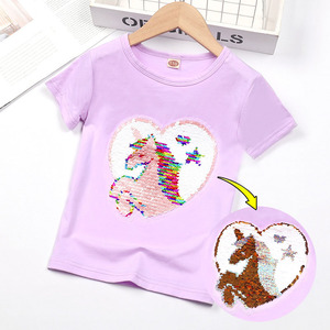 T-shirt per ragazze personalizzate maglietta estiva dei pesi massimi colori a maniche corte cambiano le magliette delle ragazze ricamate laterali - Product Image 1