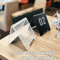 Support de numéro de table double face moderne personnalisé en acrylique en forme de A pour affichage sur table de restaurant, support de panneau autoportant