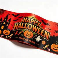 Drapeau publicitaire d'Halloween 3x5 pieds en gros, avec logo personnalisé et image d'horreur, bannière de décoration d'Halloween pour devanture de magasin et vitrine