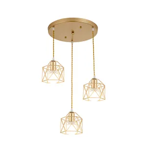 Простая Современная железная Золотая Бытовая декоративная арматура с тремя головками E27 подвесной светильник для гостиной, ресторана, магазина, бара