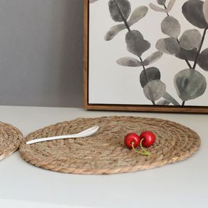 Natural Seagrass <b>Place</b> <b>Mat</b> Hand-Woven Cup <b>Mat</b> Round Woven Placemats Wholesale for Kitchen Dining Table - Product Image 3
