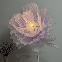Bunga Organza LED Raksasa Buatan Tangan Simulasi Tinggi Warna Dapat Disesuaikan Menyala untuk Dekorasi Acara Fotografi Pernikahan
