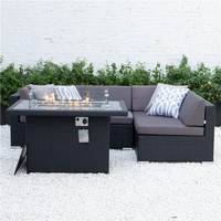 Mobilier de jardin en rotin à cadre en aluminium Ensemble de canapés de salon d'extérieur avec table de foyer pour les restaurants, les hôtels, les cours et les fermes