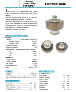 หลอดออสซิลเลเตอร์อิเล็กตรอนไตรโอด RF รุ่น FU-508S ของแท้จากปักกิ่ง ประเทศจีน สำหรับเครื่องความถี่สูง - Product Image 2