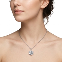 Pendentif solitaire unisexe en or blanc massif 18 carats avec diamant de laboratoire 1 carat couleur D pureté VVS1 taille brillant vintage, serti 4 griffes
