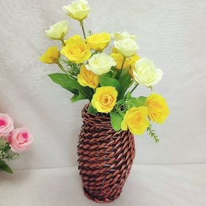 Handmade Rattan <b>Vase</b> Round Tabletop Decorative Flower Basket For Home Desktop Use - Product Image 2