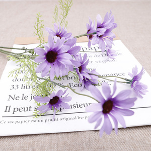 Fleurs artificielles de chrysanthème hollandais simple, 83 cm, violet et bleu, en soie, haute simulation, décoration intérieure, ornement de mariage - Product Image 2