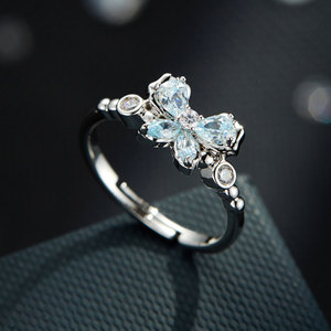 Butterfly <b>Adjustable</b> <b>Ring</b> Prong Setting Silver Tone Jewelry Gift For Women Fashion <b>Rings</b> - Product Image 1