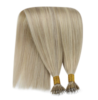 Extensions de cheveux naturels Nano Ring sans colle, cheveux vierges Remy russes européens de luxe, teinte blonde 613 60, 24 pouces pour coiffeur