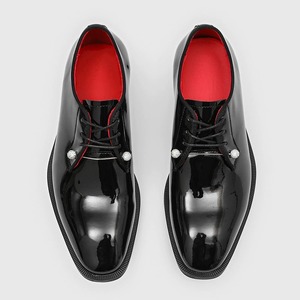 <span class=keywords><strong>Scarpe</strong></span> Eleganti da Uomo in Pelle Verniciata Nera, Fodera Rossa Lucida, Decorazioni in Cristallo, Oxford Formali <span class=keywords><strong>per</strong></span> Matrimoni e Feste - Product Image 3