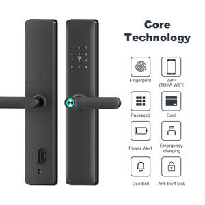 قفل باب ذكي بيومتري يعمل ببصمة الإصبع وبطاقة IC وكلمة مرور رقمية، مع إمكانية الفتح عن بعد عبر تطبيق Tuya وتقنية البلوتوث للدخول بدون مفتاح - Product Image 6