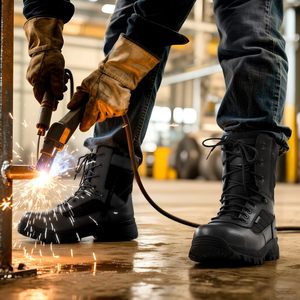 Bottes <span class=keywords><strong>de</strong></span> travail imperméables pour hommes à embout composite, fermeture éclair latérale, antidérapantes, anti-perforation, légères, en cuir, chaussures <span class=keywords><strong>de</strong></span> sécurité 8 pouces, <span class=keywords><strong>semelle</strong></span> en caoutchouc - Product Image 2
