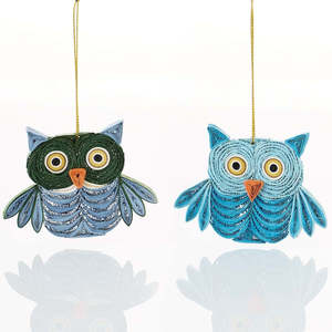 Handmade Quilled <strong>Owl</strong> <strong>Ornaments</strong> Set Art DIY Paper Quilling <strong>Owl</strong> Shaped Hanging Decoration Papercraft Christmas <strong>Ornaments</strong> - Product Image 1
