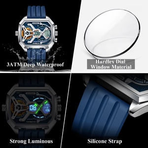 Reloj de Lujo para Hombre, LED, Calendario, Semana, Luminoso, Correa de Silicona Rectangular, Electrónico, Cuarzo - Product Image 4