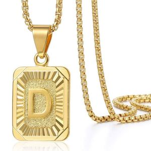 Collar con Colgante de Letra Inicial A-Z para Hombre/Mujer, Chapado en Oro Amarillo, Acero Inoxidable, Cadena de 22 Pulgadas, Estilo Moderno para Fiestas - Product Image 6