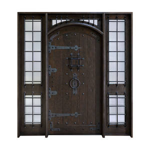 Speakeasy and <strong>Decorative</strong> <strong>Clavos</strong> and Grill Wrought Iron Exterior Door with Sidelight - Product Image 5