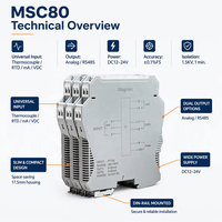 MSC80:0.1%FS DIN Rail Universal Thermocouple PT100 Analog Pressure Signal Isolator USB+4-20mA/0-10VDC/RS485 1 in 2 Out Converter