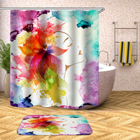 Ensembles de salle de bain personnalisés en gros, rideaux de douche en polyester personnalisés, imperméables avec tapis