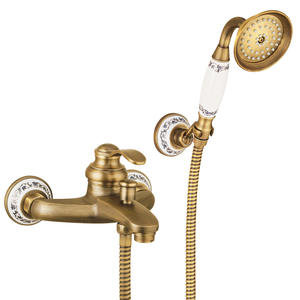 Mitigeur de bain chaud/froid sanitaire en laiton brossé, ensemble de robinets modernes avec poignée et jet de pulvérisation pour appartement et <span class=keywords><strong>WC</strong></span> - Product Image 2