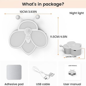 RGB Nighttime <b>Sensor</b> <b>Light</b> with Thirteen Multi-Color Options Stepless Dimming Bee-Shaped Design Magnetic Adsorption - Product Image 2