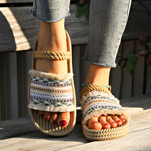 Nouvelle Arrivée 2025 – Chaussons Plats Tissés pour Femme, Idéals pour l'Été et la Maison - Product Image 1