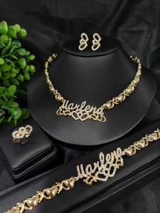 Nouvel Arrivage 2025 Livraison Rapide en Gros <span class=keywords><strong>Ensemble</strong></span> Collier et Bijoux Xoxo Plaqué Or Véritable 18K Style Africain de Dubaï pour Femme - Product Image 6