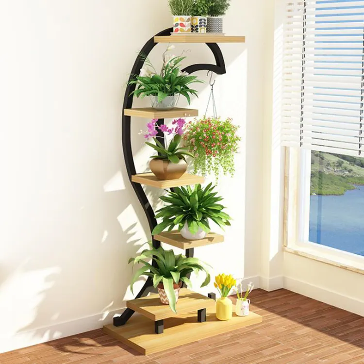 Креативная кованая многослойная подставка для цветов, комнатная напольная подставка для растений