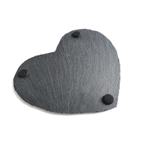 Assiette en ardoise naturelle noire en forme de cœur de 20 cm, personnalisable, écologique, non toxique et durable, pour hôtel, vente en gros