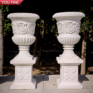 Grand <span class=keywords><strong>pot</strong></span> de fleur en marbre de pierre de jardin de haute qualité - Product Image 2