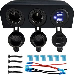 <span class=keywords><strong>Prise</strong></span> allume-cigare double 3 en 1, chargeur de voiture double USB 3.1A, <span class=keywords><strong>adaptateur</strong></span> de <span class=keywords><strong>prise</strong></span> de courant étanche pour bateau, <span class=keywords><strong>camping</strong></span>-car, <span class=keywords><strong>caravane</strong></span> - Product Image 1