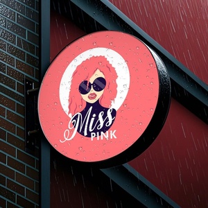 Personalized Round Aluminum <b>LED</b> Double-Sided <b>Light</b> Box Sign for Outdoor Use in Business Cafe Bar Hotel Custom Logo - Product Image 1