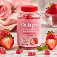 Compléments alimentaires en gommes de collagène hydrolysé pour adultes, marque privée OEM, pour la peau, les cheveux et les ongles, avec biotine et multivitamines, pour un éclaircissement naturel de la peau